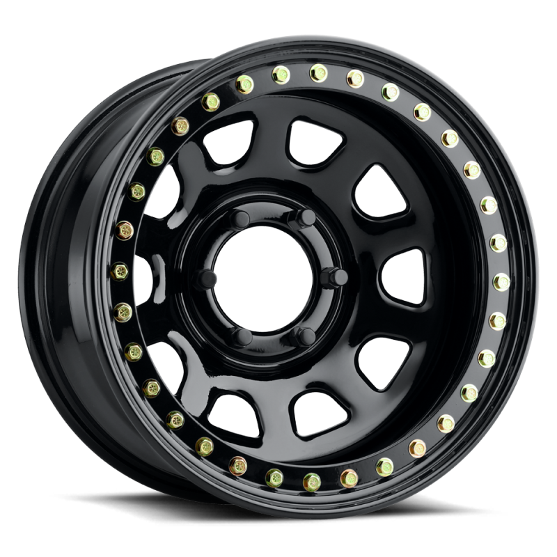 Raceline RT51 Daytona Rock 15x8in/6x139.7 BP/-19mm Offset/107.95mm Bore - Gloss Black Beadlock Wheel