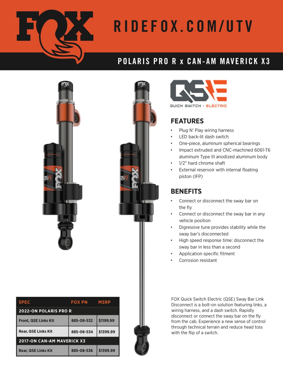 QSE Sway Bar Link Disconnect