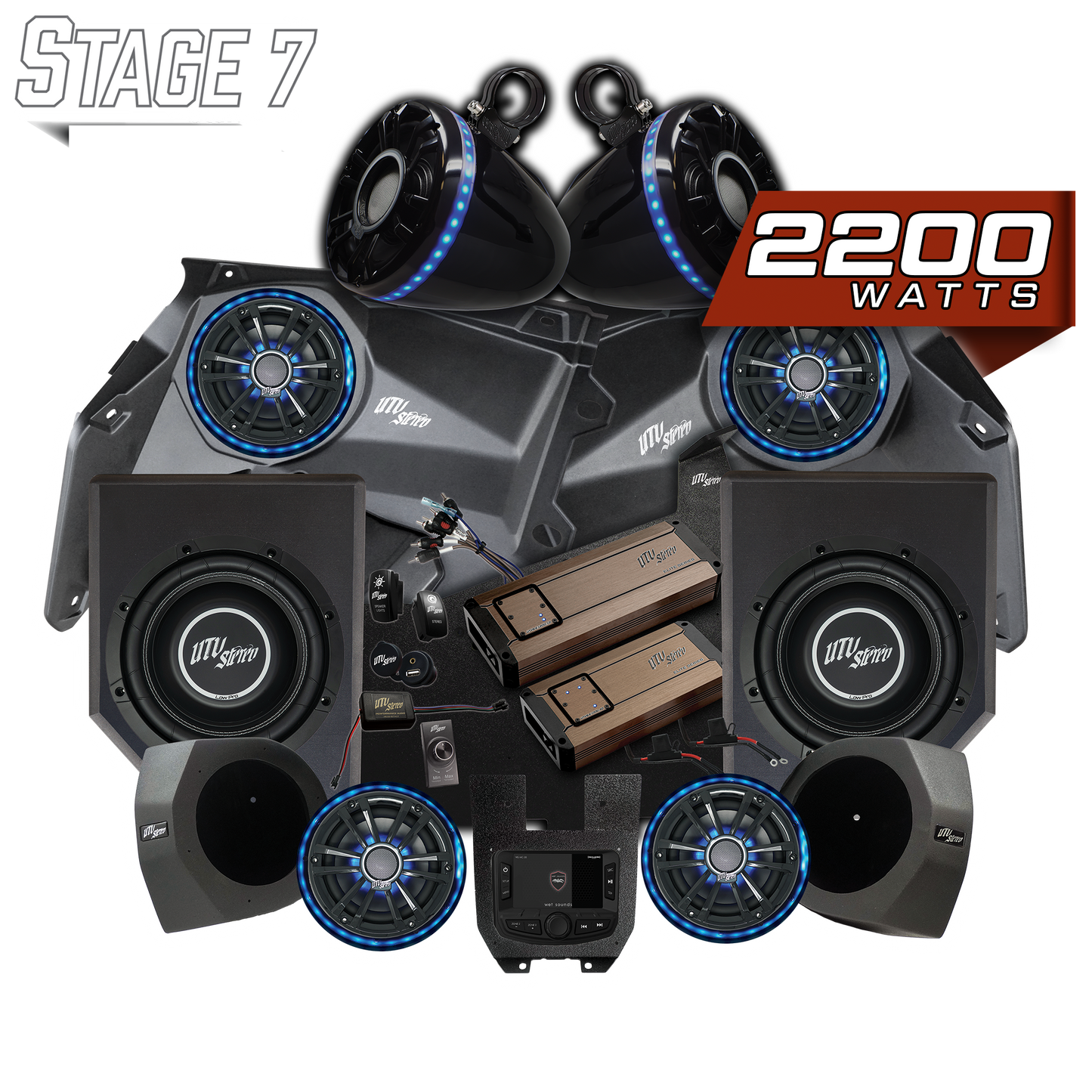 Upgrade to the next loudest kit. Our Stage 7 Elite Kit, with 2200 Watts.