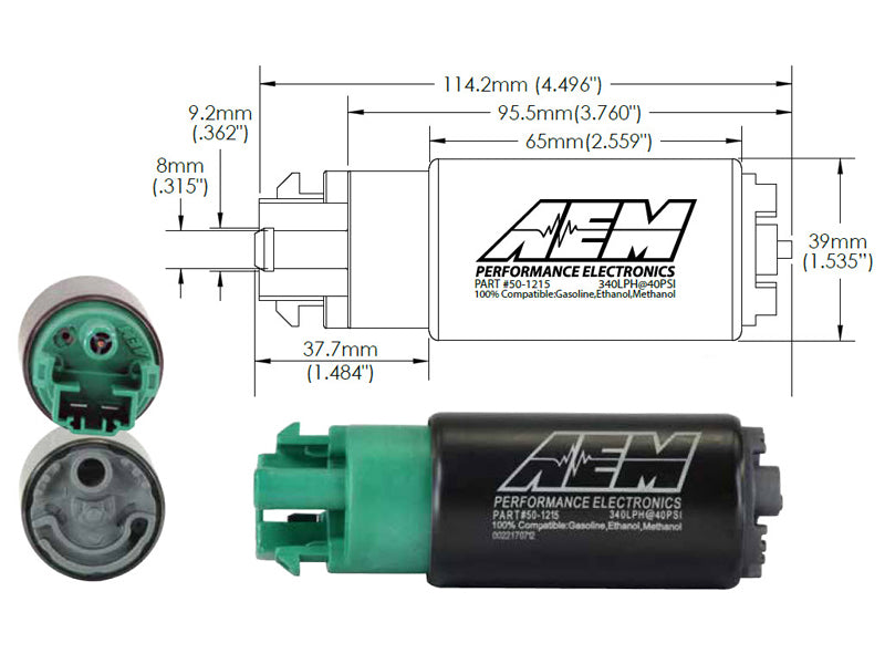 AEM 340LPH 65mm Fuel Pump Kit w/ Mounting Hooks - Ethanol Compatible