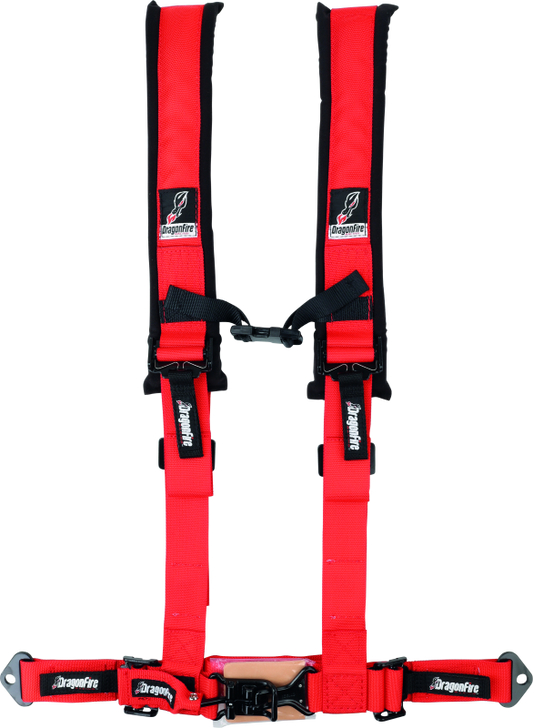 DragonFire Racing Harness- H-Style- 4-Point- 2in Buckle- Red