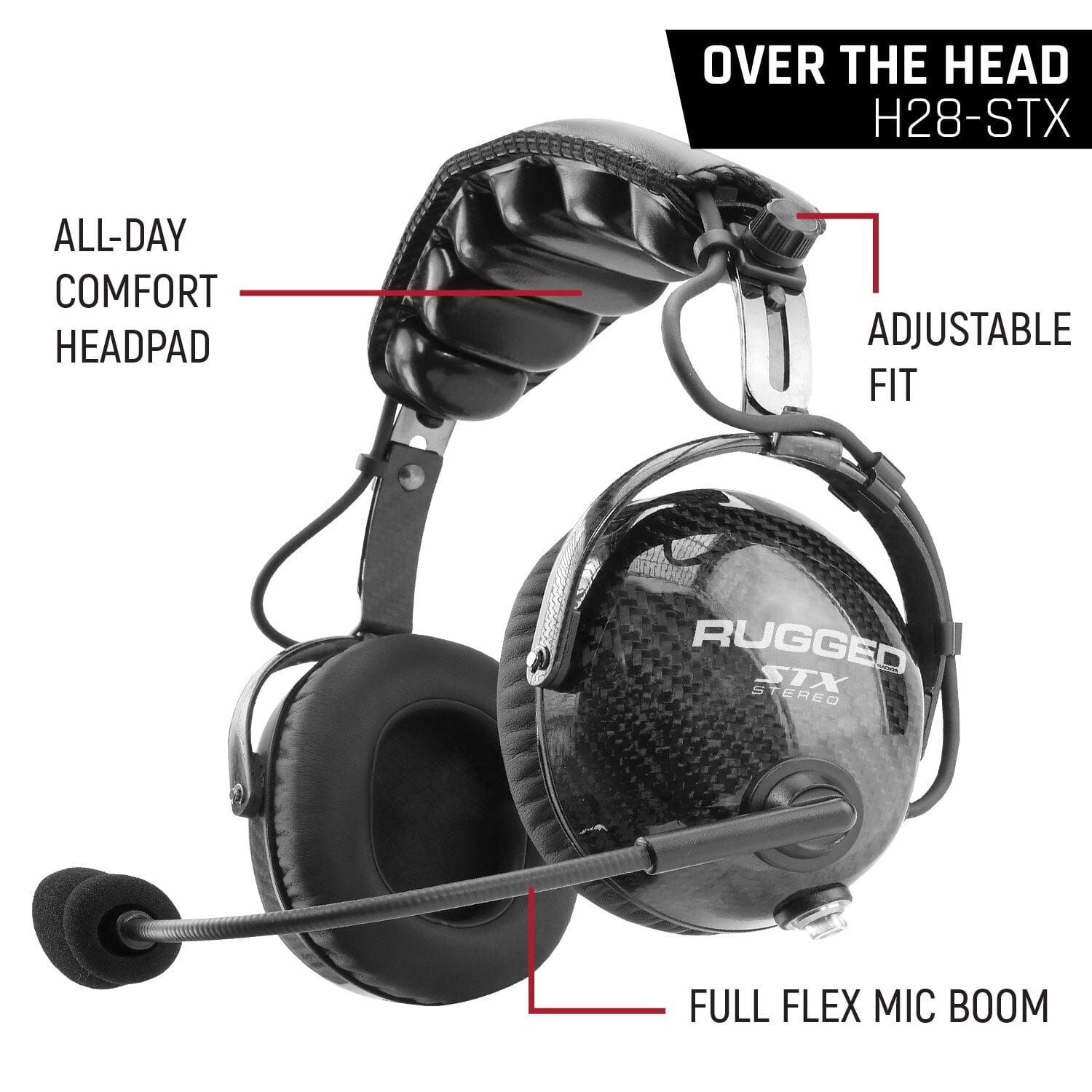 AlphaBass Carbon Fiber Headset for STEREO and OFFROAD Intercoms